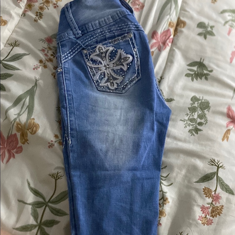 Blue Embellished Women's Jeans
